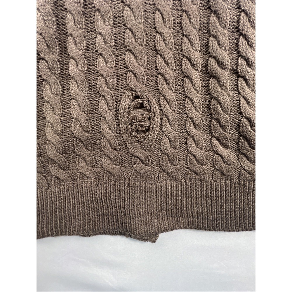 Embroidered Mushroom Frog Distressed Cardigan Sweater Large Brown BNWT Hot topic - Picture 13 of 15